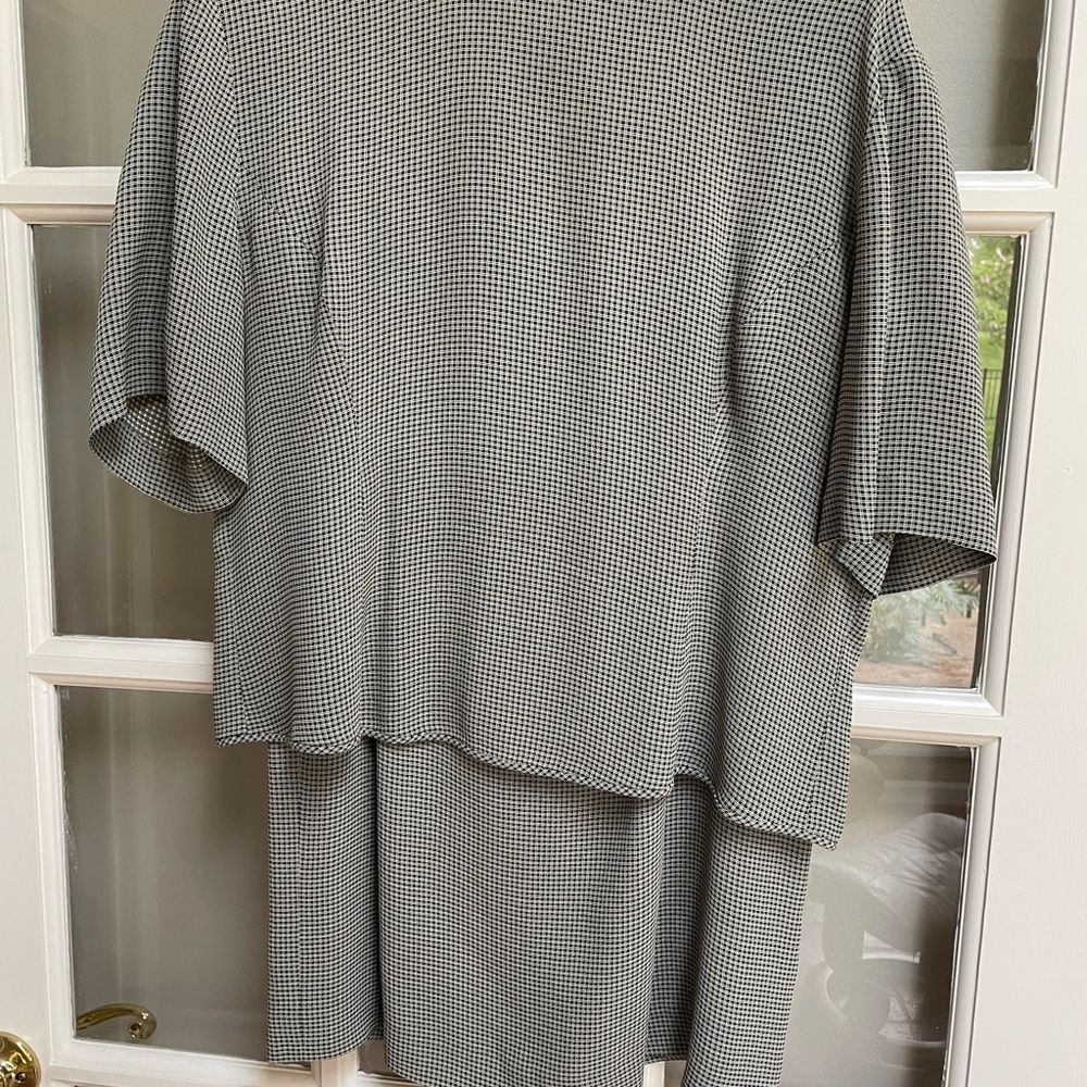 Doncaster 2 piece dress in Classic Black and Cream with back buttoned blouse